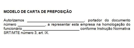 Modelo de Carta de Preposição